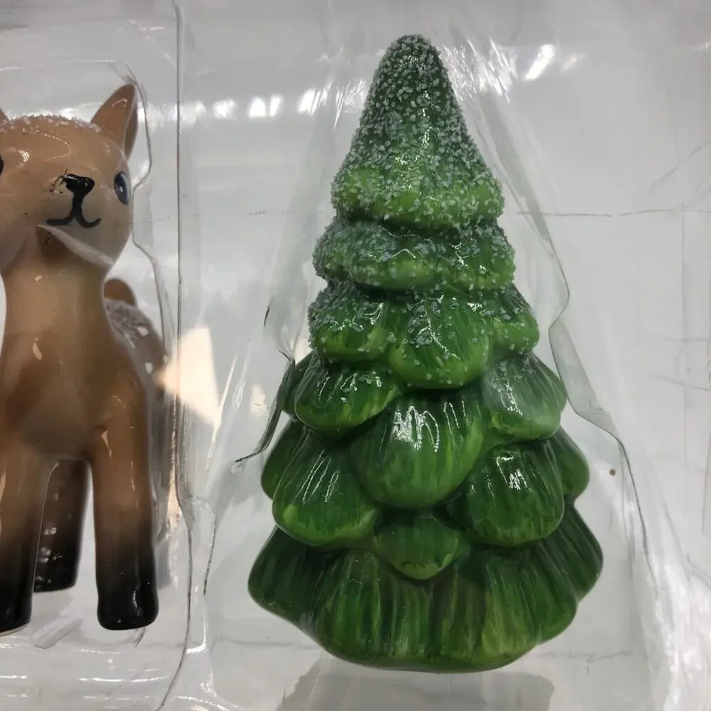 Target Wondershop 3 pc set of 2 Deer & Tree Ceramic Christmas Figures